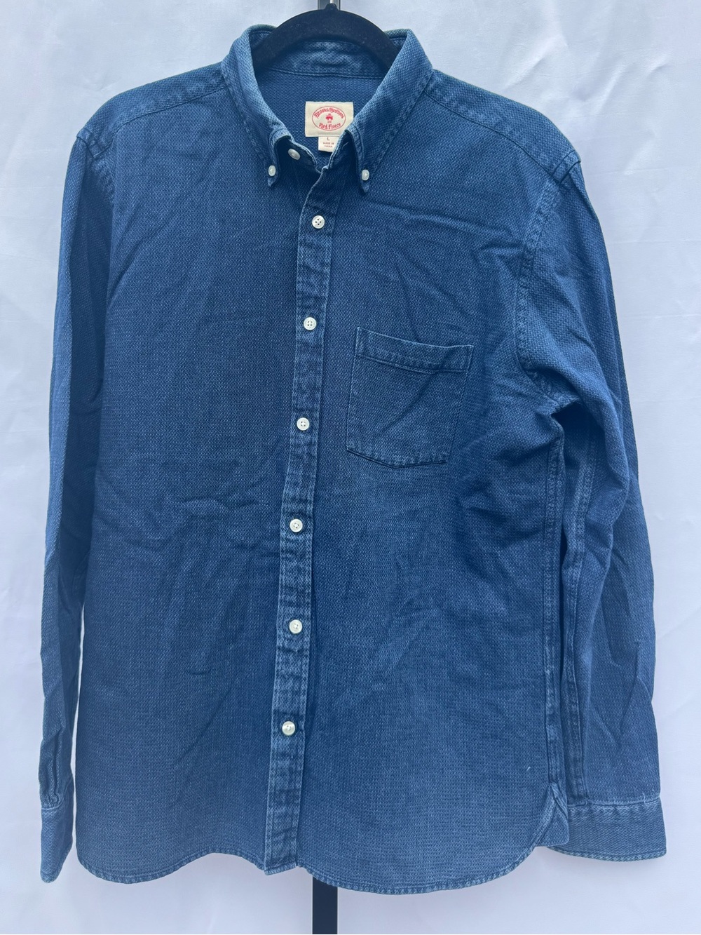 Brooks Brothers Red Fleece Men’s Large Blue Chambray Button-Down Shirt